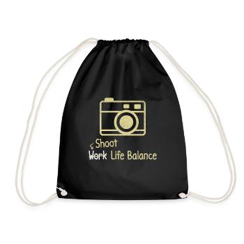 Shoot Life Balance Photographer Work - Drawstring Bag - black - Front
