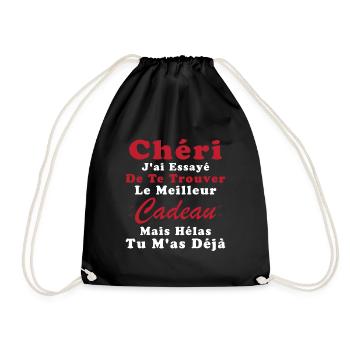 Cadeau Chéri Saint Valentin Amour Couple Humour - Sac de sport léger - noir - Devant