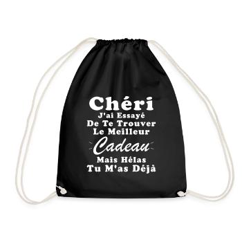 Cadeau Chéri Saint Valentin Amour Couple Humour - Sac de sport léger - noir - Devant