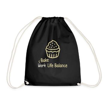Bake Work Life Balance – Cake And Muffin Baking - Drawstring Bag - black - Front
