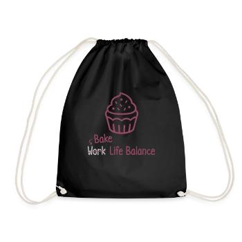 Bake Work Life Balance – Cake And Muffin Baking - Drawstring Bag - black - Front