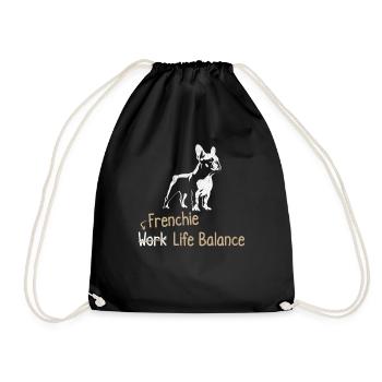 Frenchie Work Life Balance – Lovers of - Drawstring Bag - black - Front