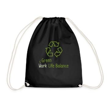 Green Work Life Balance – Earth Day - Drawstring Bag - black - Front