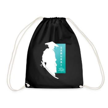 Samurai Flower Warrior Peace of Mind Art - Drawstring Bag - black - Front