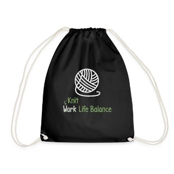 Work-life-balance Knitting - Knitting Diy - Drawstring Bag - black - Front