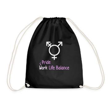 Pride Work Life Balance – Transgender Lqbt - Drawstring Bag - black - Front