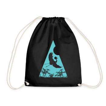 Crane Origami Geometry Creativity - Drawstring Bag - black - Front