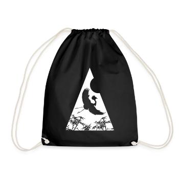 Crane Origami Geometry Creativity - Drawstring Bag - black - Front