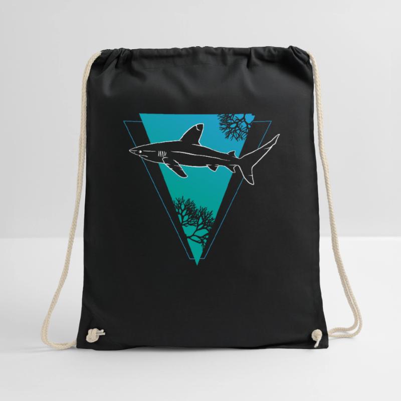 Coral Shark Triangular Frame Drawstring Bag