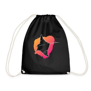 Bunter Rochen Aqua Kunstwerk Geschenk - Turnbeutel - Schwarz - Vorne