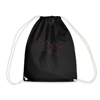 Trio Manta Rays Neon Contour - Drawstring Bag - black - Front