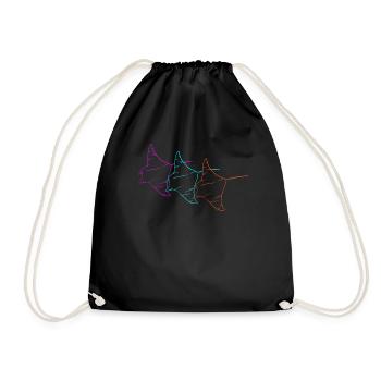 Trio Manta Rays Neon Contour - Drawstring Bag - black - Front