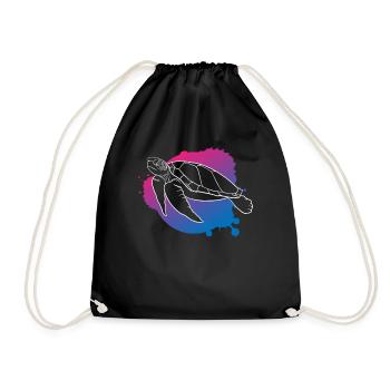 Ocean Wave Turtle Freedom Gift - Drawstring Bag - black - Front