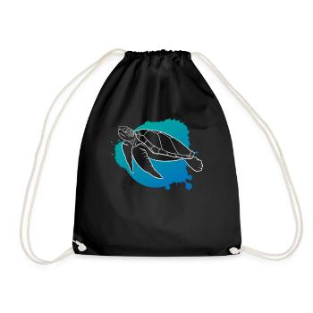Ocean Wave Turtle Freedom Gift - Drawstring Bag - black - Front