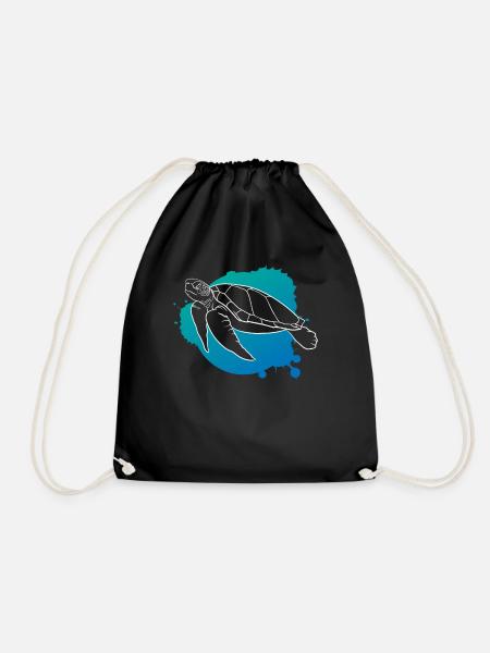 Ocean Wave Turtle Freedom Gift - Drawstring Bag - black