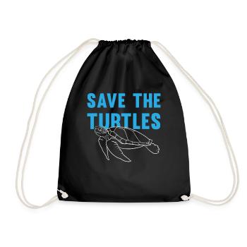 Protects Turtles Eco-Conscious Gift - Drawstring Bag - black - Front