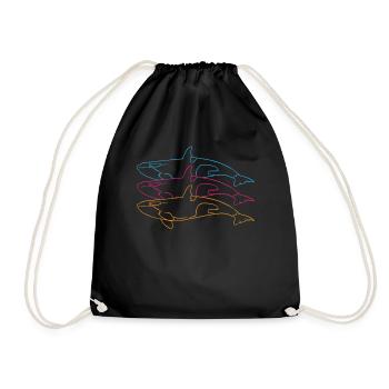 Trio Orca's Art Line Closeness to Nature - Drawstring Bag - black - Front