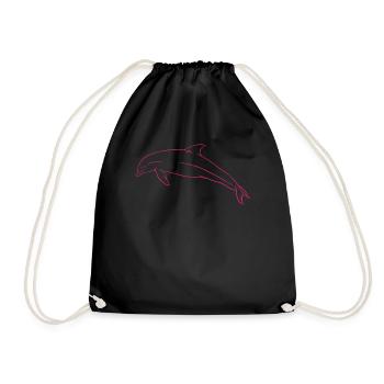 Ocean Freedom Dolphin Love Gift - Drawstring Bag - black - Front