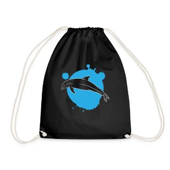 Élégant Dauphin Art peinture Splash - Sac de sport léger - noir - Devant