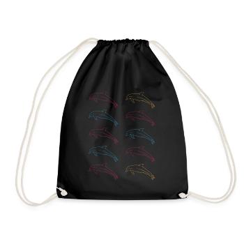 School of Dolphins Freedom of the Sea Gift - Drawstring Bag - black - Front