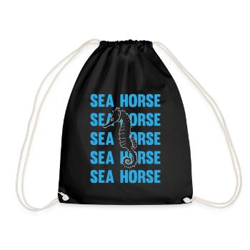 Sea Horse Writing Game Ocean Love - Drawstring Bag - black - Front