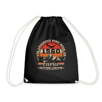 Cadeau D'anniversaire Nées En Février 1960 - Sac de sport léger - noir - Devant