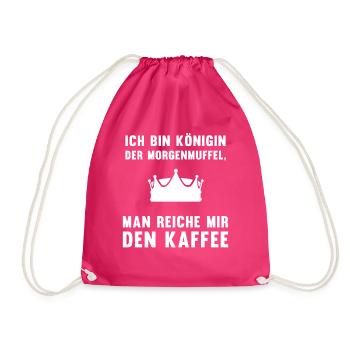 Kaffee-Königin Morgenmuffel Geschenk - Turnbeutel - Fuchsia - Vorne