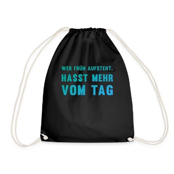 Ironischer Morgenmuffel-Spruch Geschenk - Turnbeutel - Schwarz - Vorne