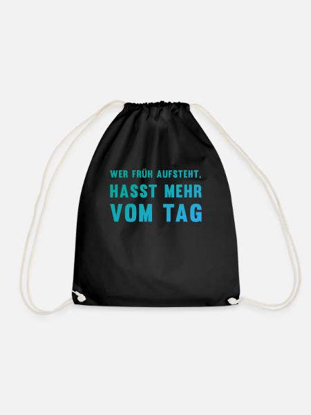 Ironischer Morgenmuffel-Spruch Geschenk - Turnbeutel - Schwarz
