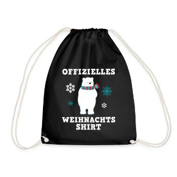 Eisbär Winterfreude Weihnachtszauber Shirt - Turnbeutel - Schwarz - Vorne