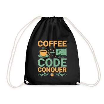 Coffee Coding Programmer Coder Developer Nerd Coff - Drawstring Bag - black - Front