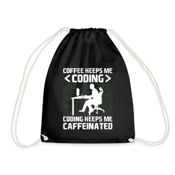 Kaffee-Codierung Programmierer Programmierer Entwickler Nerd Coff - Turnbeutel - Schwarz - Vorne