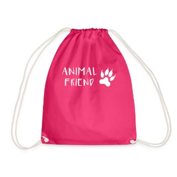 Animal Lover Font Paw Print Style - Drawstring Bag - fuchsia - Front