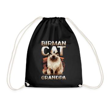 Birma Katzen Opa Birmakatze Birmchen Geschenk - Turnbeutel - Schwarz - Vorne