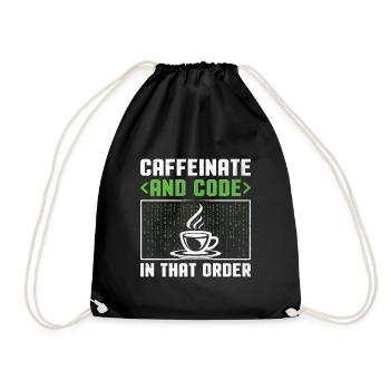 Coffee Coding Programmer Coder Developer Nerd Coff - Drawstring Bag - black - Front