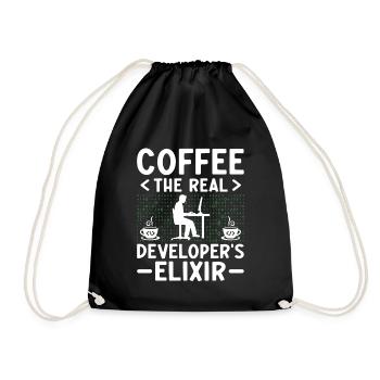 Coffee Coding Programmer Coder Developer Nerd Coff - Drawstring Bag - black - Front