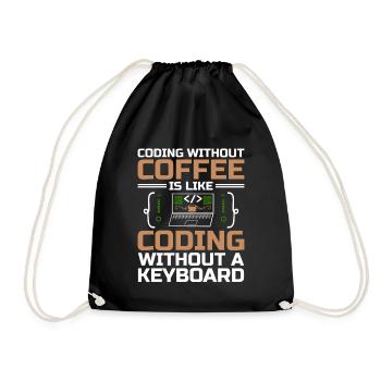 Coffee Coding Programmer Coder Developer Nerd Coff - Drawstring Bag - black - Front