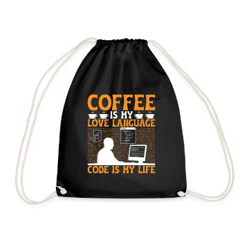 Coffee Coding Programmer Coder Developer Nerd Coff - Drawstring Bag - black - Front