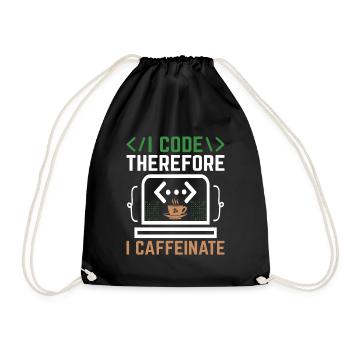 Coffee Coding Programmer Coder Developer Nerd Coff - Drawstring Bag - black - Front