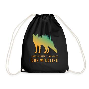 Preserve Foxes - Loves Our Wilderness - Drawstring Bag - black - Front