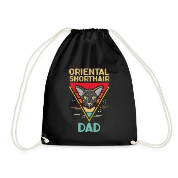 Oriental Shorthair Dad OKH Cat Gift - Drawstring Bag - black - Front