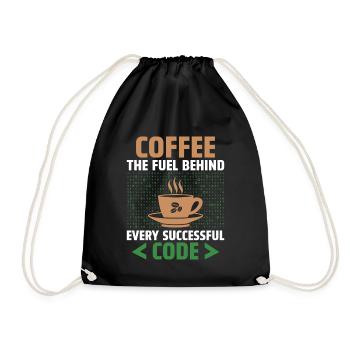 Coffee Coding Programmer Coder Developer Nerd Coff - Drawstring Bag - black - Front