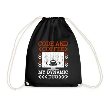 Coffee Coding Programmer Coder Developer Nerd Coff - Drawstring Bag - black - Front