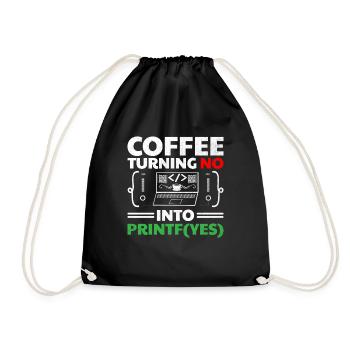 Coffee Coding Programmer Coder Developer Nerd Coff - Drawstring Bag - black - Front
