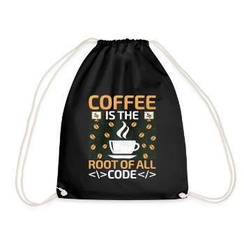Coffee Coding Programmer Coder Developer Nerd Coff - Drawstring Bag - black - Front