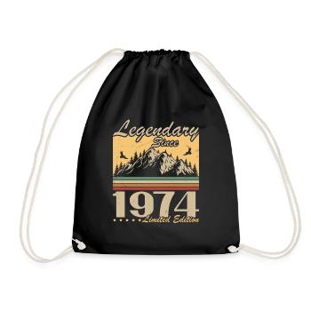 Legendary Since 1974 Vintage Birthday Gift - Drawstring Bag - black - Front