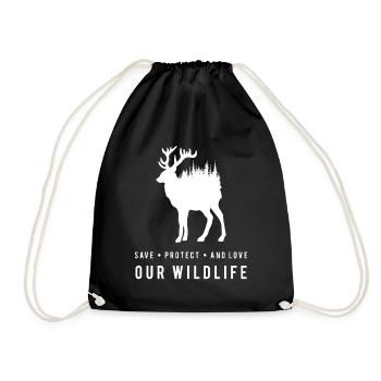 Protecting Nature - Deer in the Forest - Drawstring Bag - black - Front