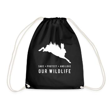 Protecting Nature - Hare in the Forest - Drawstring Bag - black - Front
