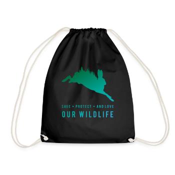 Protecting Nature - Hare in the Forest - Drawstring Bag - black - Front