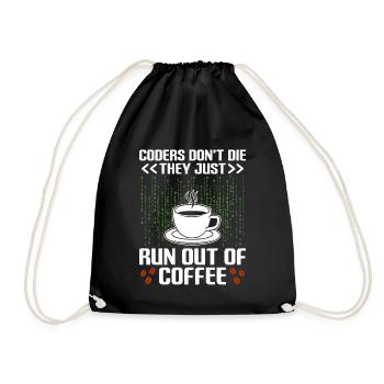 Coffee Coding Programmer Coder Developer Nerd Coff - Drawstring Bag - black - Front